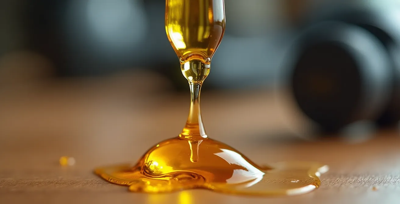 Application d'huile sublinguale par un athlète dans un contexte de récupération sportive