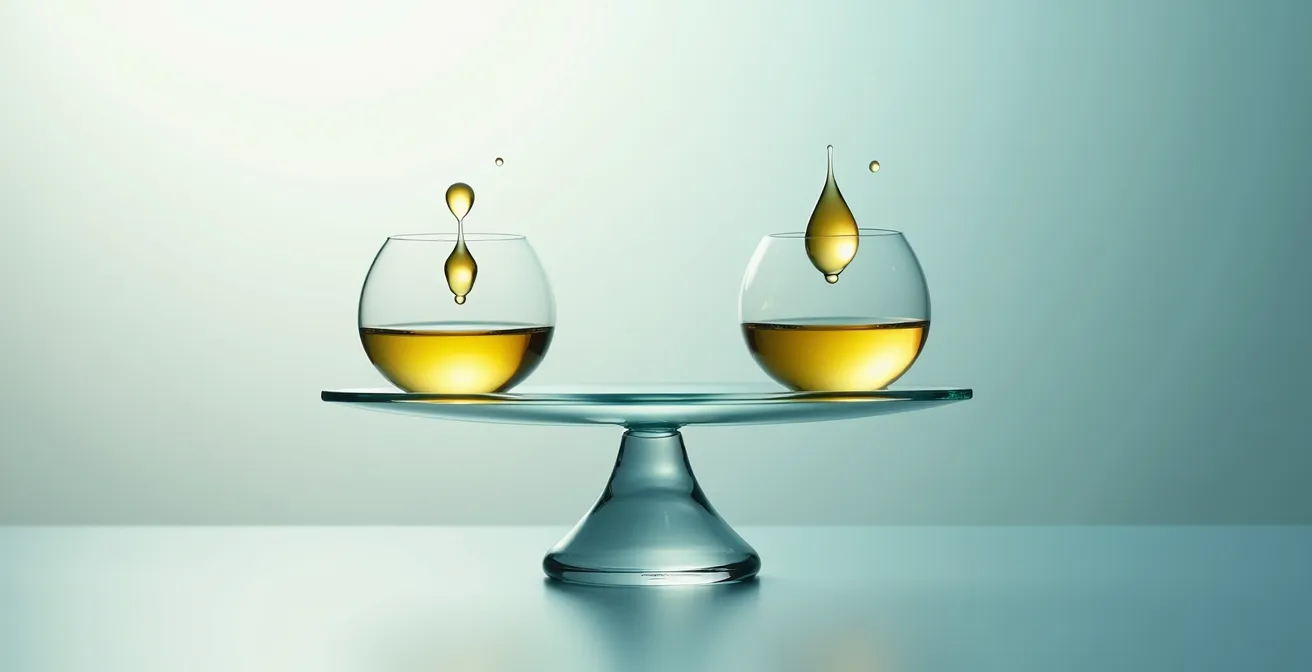 Représentation visuelle de l'effet biphasique du CBD avec une balance illustrant l'équilibre entre vigilance et sédation selon la dose.