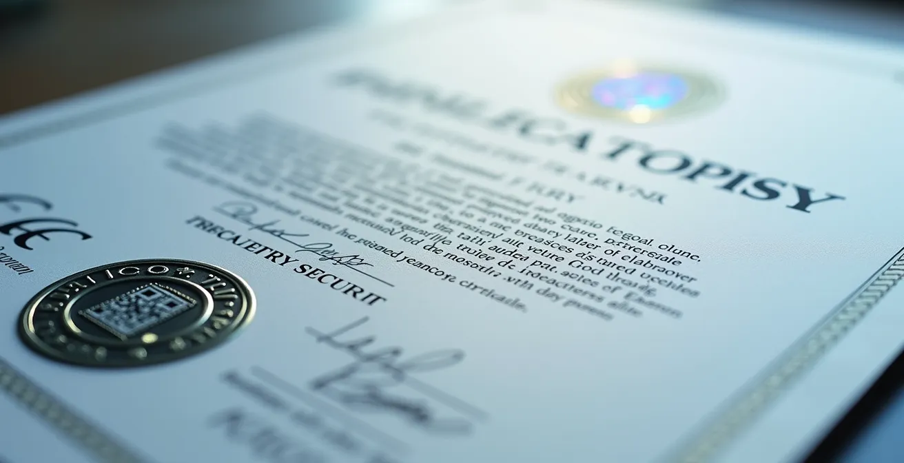 Analyse macro d'un certificat d'analyse avec QR code de vérification